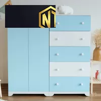 TỦ TRẺ EM HAI CÁNH NHIỀU NGĂN TRẮNG XANH ĐƠN GIẢN